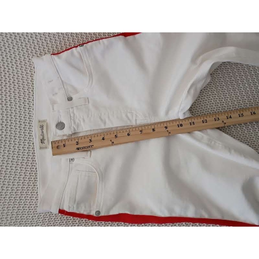 Madewell Slim Straight Tuxedo Stripe Jeans White Red 25x27 NWOT MSRP $135 - Picture 8 of 13